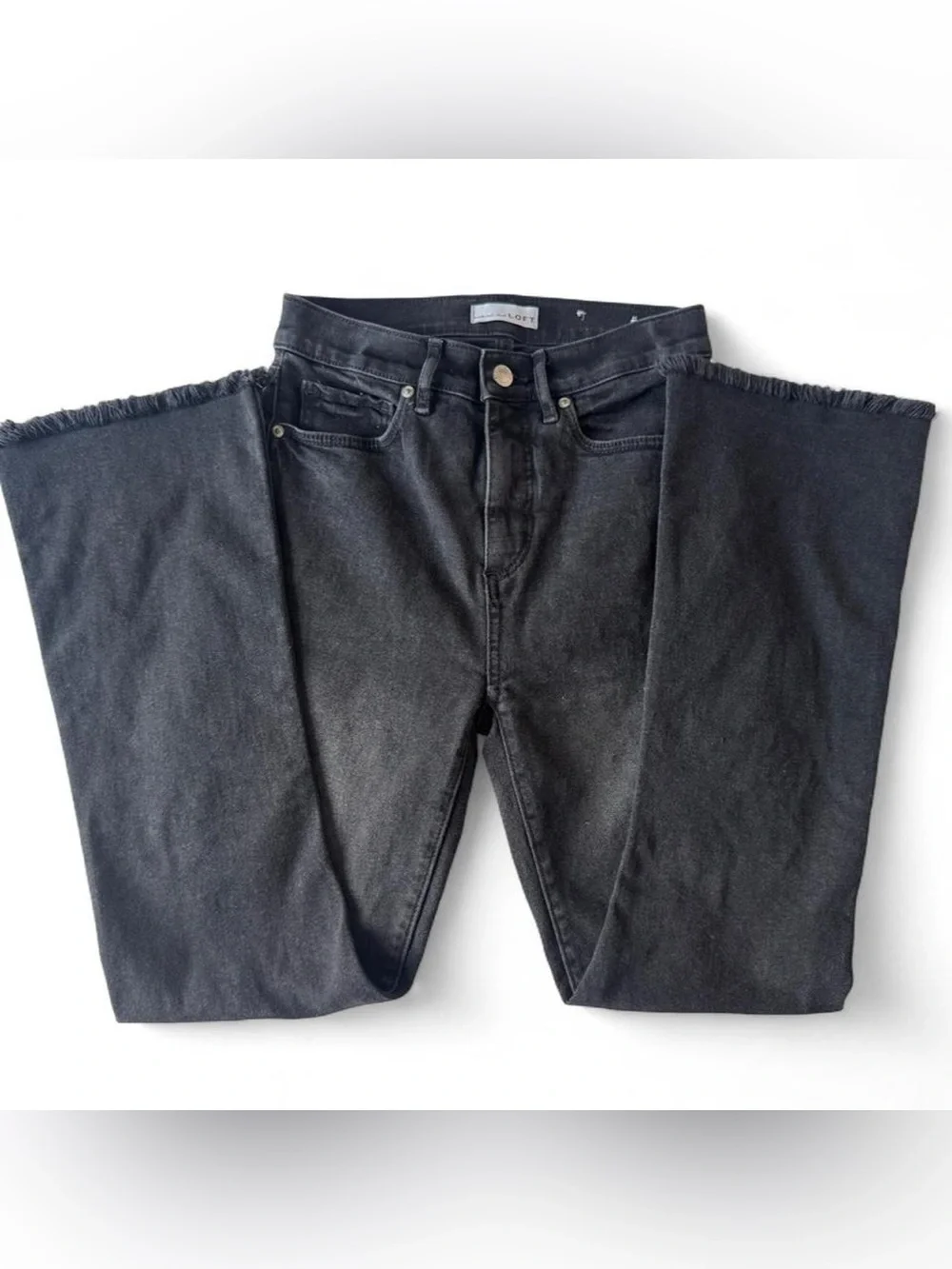 LOFT dark gray kick cropped flare jeans